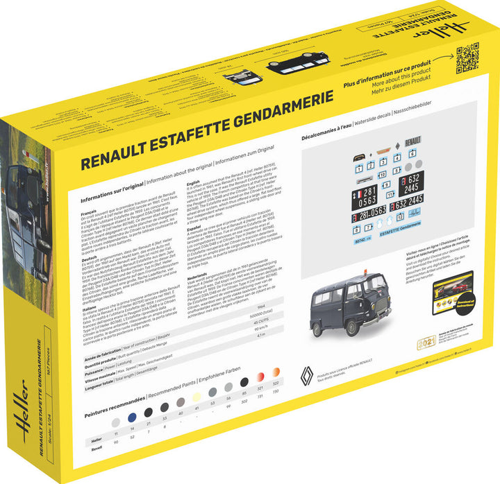 HELLER - Maquette Starter Kit Gendarmerie Set Renault Estafette + Renault 4tl |heller|52325| 1:24 Maquette Char Promo HELLER - Maquette Starter Kit Gendarmerie Set Renault Estafette + Renault 4tl |heller|52325| 1:24 Maquette Char Promo
